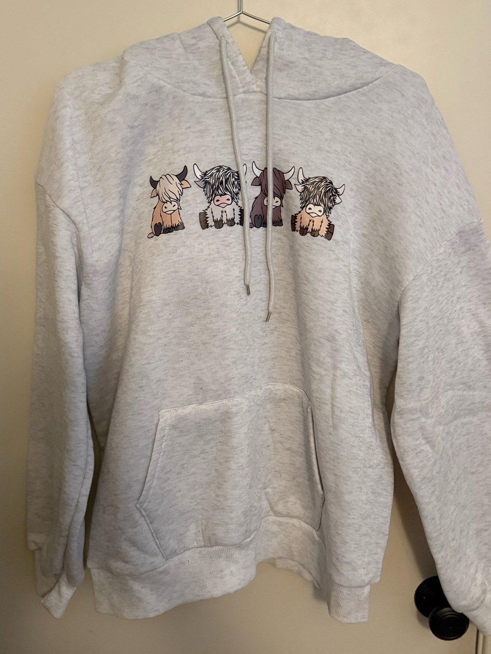 Cozy Gray hoodie with Highland Cows